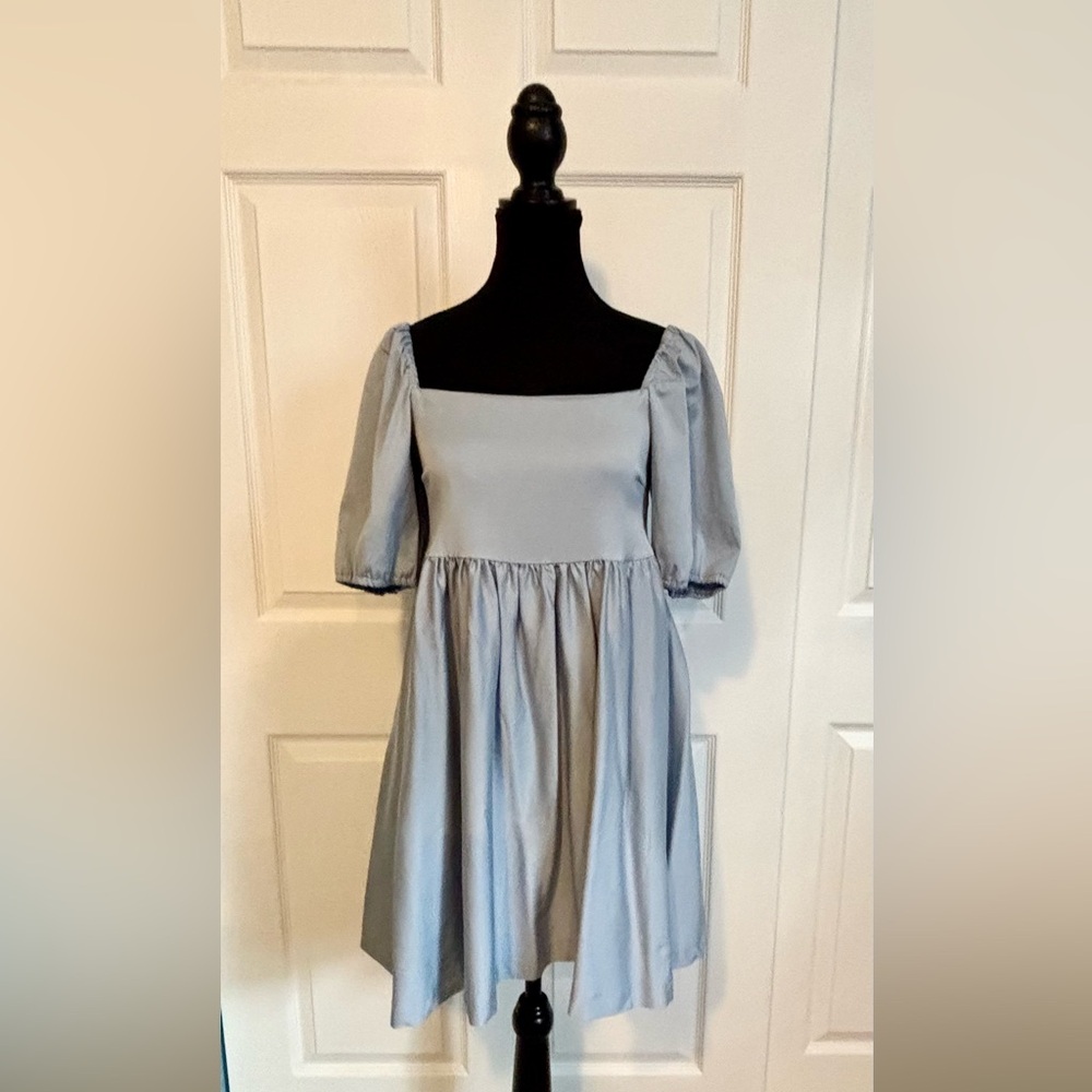 Smash + Tess Light Blue Puff Sleeve Mini Dress